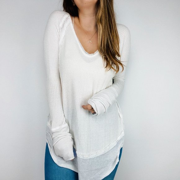 Free People Sweaters - Free People white oversized thermal sweater
